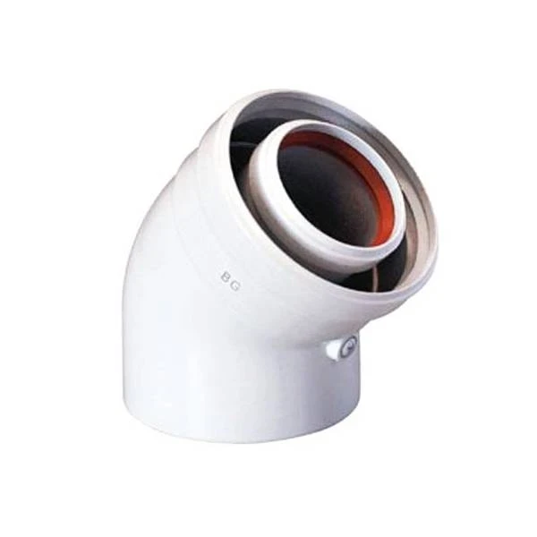 Отвод коаксиальный полипропиленовый 45° BAXI 80/125 мм, HT